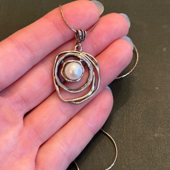 Vintage Pearl Israel 925 Sterling Silver Necklace 18in - Picture 4 of 11